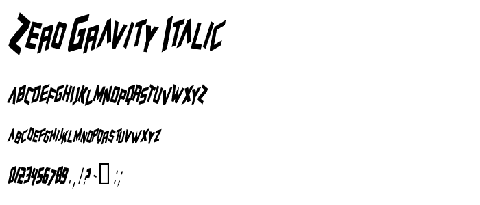Zero Gravity Italic font